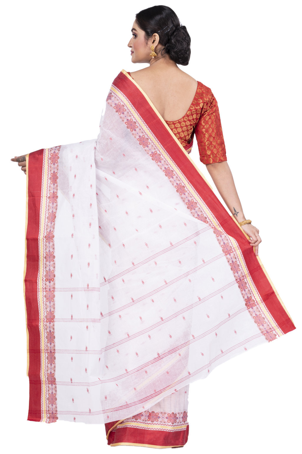 Red Pure Cotton VelvetPar_tant Tant Saree (699)